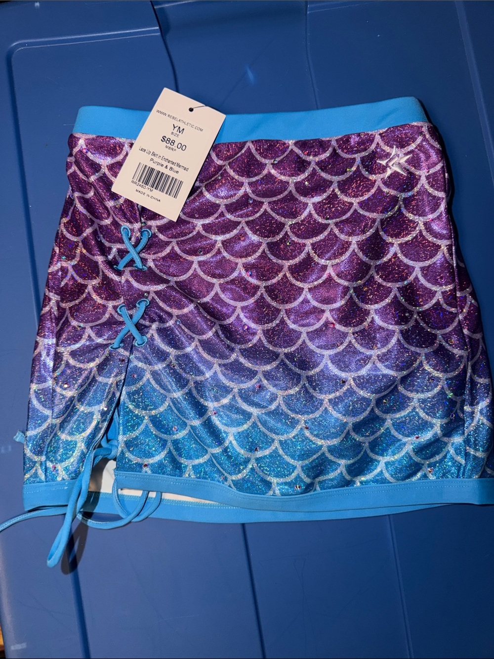 Rebel athletic lace up skirt in enchanted mermaid